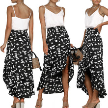 Load image into Gallery viewer, CALOFE 2020 New Summer Asymmetrical Skirt Dot Printing One-Piece Bohemian Long Wrap Skirt Side Split Ruffled Beach Lace-Up Skirt