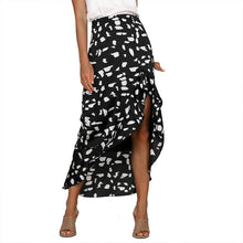 Load image into Gallery viewer, CALOFE 2020 New Summer Asymmetrical Skirt Dot Printing One-Piece Bohemian Long Wrap Skirt Side Split Ruffled Beach Lace-Up Skirt