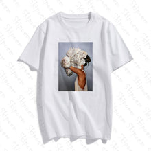 Load image into Gallery viewer, New Cotton Harajuku Aesthetics Tshirt Sexy Flowers Feather Print Short Sleeve Tops & Tees Fashion Casual Couple T Shirt