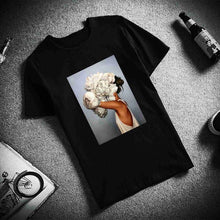 Load image into Gallery viewer, New Cotton Harajuku Aesthetics Tshirt Sexy Flowers Feather Print Short Sleeve Tops & Tees Fashion Casual Couple T Shirt