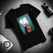 Load image into Gallery viewer, New Cotton Harajuku Aesthetics Tshirt Sexy Flowers Feather Print Short Sleeve Tops & Tees Fashion Casual Couple T Shirt