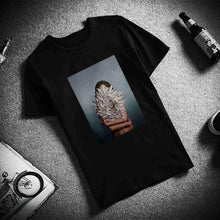 Load image into Gallery viewer, New Cotton Harajuku Aesthetics Tshirt Sexy Flowers Feather Print Short Sleeve Tops & Tees Fashion Casual Couple T Shirt