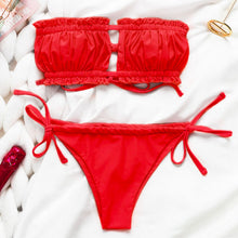 Load image into Gallery viewer, Peachtan Sexy pink swimwear women bathing suit Bandeau bikinis 2020 mujer Micro swimsuit female Push up two-piece suit summer