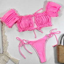 Load image into Gallery viewer, Peachtan Sexy pink swimwear women bathing suit Bandeau bikinis 2020 mujer Micro swimsuit female Push up two-piece suit summer
