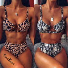 Load image into Gallery viewer, Catei Karrui 2020 popular women's swimsuit Leopard Print Bikini split swimsuit sexy bikini swimming pool party essential NEW