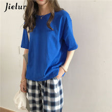 Load image into Gallery viewer, Jielur Tee Shirt 15 Solid Color Basic T Shirt Women Casual O-neck Harajuku Summer Top Korean Hipster White Tshirt S-XL