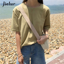 Load image into Gallery viewer, Jielur Tee Shirt 15 Solid Color Basic T Shirt Women Casual O-neck Harajuku Summer Top Korean Hipster White Tshirt S-XL