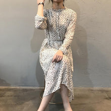 Load image into Gallery viewer, 2020 Women Long Summer Dress Streetwear Long Sleeve Empire A-line Mid-Calf Chiffon Print Yellow Dresses Frocks for Women