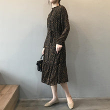 Load image into Gallery viewer, 2020 Women Long Summer Dress Streetwear Long Sleeve Empire A-line Mid-Calf Chiffon Print Yellow Dresses Frocks for Women