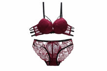 Load image into Gallery viewer, Sexy push up padded underwear briefs lace bra set bra and panty set back closure seamless women underwire lingerie set