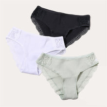 Load image into Gallery viewer, FINETOO Cotton Panty 3Pcs/lot Solid Women's Panties Comfort Underwear Skin-friendly Briefs Women Sexy Low-Rise Panty Intimates