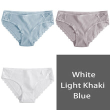 Load image into Gallery viewer, FINETOO Cotton Panty 3Pcs/lot Solid Women's Panties Comfort Underwear Skin-friendly Briefs Women Sexy Low-Rise Panty Intimates
