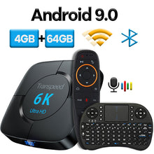 Load image into Gallery viewer, transpeed Android 9.0 Bluetooth TV Box Google Voice Assistant 6K 3D Wifi 2.4G&5.8G 4GB RAM 64G Play Store Very Fast BoxTop Box