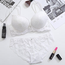 Load image into Gallery viewer, DERUILADY Lace Floral Lingerie Set Push Up Bra Women Comfort Adjusted Bra And Panty Set Sexy Backless Wireless Underwear Set
