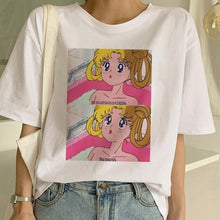 Load image into Gallery viewer, Sailor Moon Summer New Fashion T Shirt Women Harajuku Short Sleeve Fun Ulzzang T-Shirt Cute Cat Tshirt Cartoon Top Tees Female
