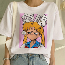 Load image into Gallery viewer, Sailor Moon Summer New Fashion T Shirt Women Harajuku Short Sleeve Fun Ulzzang T-Shirt Cute Cat Tshirt Cartoon Top Tees Female
