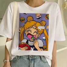 Load image into Gallery viewer, Sailor Moon Summer New Fashion T Shirt Women Harajuku Short Sleeve Fun Ulzzang T-Shirt Cute Cat Tshirt Cartoon Top Tees Female

