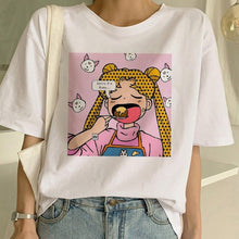 Load image into Gallery viewer, Sailor Moon Summer New Fashion T Shirt Women Harajuku Short Sleeve Fun Ulzzang T-Shirt Cute Cat Tshirt Cartoon Top Tees Female
