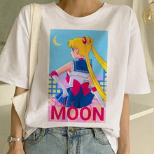 Load image into Gallery viewer, Sailor Moon Summer New Fashion T Shirt Women Harajuku Short Sleeve Fun Ulzzang T-Shirt Cute Cat Tshirt Cartoon Top Tees Female
