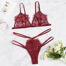 Load image into Gallery viewer, Fashion Women Bra Set Polyester Lace Lingerie Straps Sissy Panty Bandage Set Sexy Light and Breathable Underwear Sets
