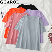 Load image into Gallery viewer, GCAROL 2020 Spring Summer Women Candy T-shirt Oversize Boyfriend Style Tops Perfect Basic Tees Render Unlined Upper Garment
