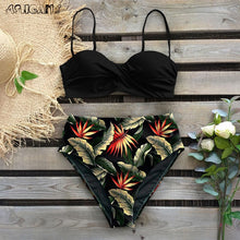 Load image into Gallery viewer, Sexy 2020 Bikini Swimsuit Women Swimwear Push Up Bikinis Set Leaf Print Female High Waist Swimming Suits for Bathing Suit
