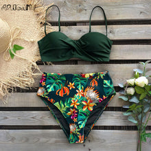 Load image into Gallery viewer, Sexy 2020 Bikini Swimsuit Women Swimwear Push Up Bikinis Set Leaf Print Female High Waist Swimming Suits for Bathing Suit
