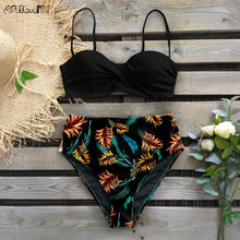 Load image into Gallery viewer, Sexy 2020 Bikini Swimsuit Women Swimwear Push Up Bikinis Set Leaf Print Female High Waist Swimming Suits for Bathing Suit
