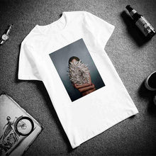 Load image into Gallery viewer, New Cotton Harajuku Aesthetics Tshirt Sexy Flowers Feather Print Short Sleeve Tops &amp; Tees Fashion Casual Couple T Shirt
