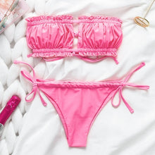 Load image into Gallery viewer, Peachtan Sexy pink swimwear women bathing suit Bandeau bikinis 2020 mujer Micro swimsuit female Push up two-piece suit summer
