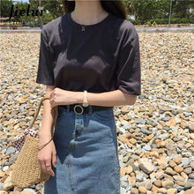 Load image into Gallery viewer, Jielur Tee Shirt 15 Solid Color Basic T Shirt Women Casual O-neck Harajuku Summer Top Korean Hipster White Tshirt S-XL
