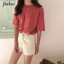 Load image into Gallery viewer, Jielur Tee Shirt 15 Solid Color Basic T Shirt Women Casual O-neck Harajuku Summer Top Korean Hipster White Tshirt S-XL
