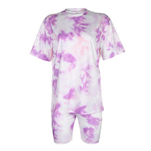 Load image into Gallery viewer, IAMHOTTY   Tie Dye Print Basic Tshirt Shorts Two Piece Set Women Casual Outfits lounge Wear Jogging Femme Biker Shorts Tees Summ
