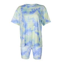 Load image into Gallery viewer, IAMHOTTY   Tie Dye Print Basic Tshirt Shorts Two Piece Set Women Casual Outfits lounge Wear Jogging Femme Biker Shorts Tees Summ
