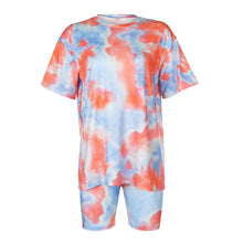 Load image into Gallery viewer, IAMHOTTY   Tie Dye Print Basic Tshirt Shorts Two Piece Set Women Casual Outfits lounge Wear Jogging Femme Biker Shorts Tees Summ
