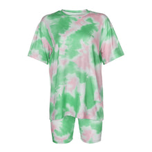 Load image into Gallery viewer, IAMHOTTY   Tie Dye Print Basic Tshirt Shorts Two Piece Set Women Casual Outfits lounge Wear Jogging Femme Biker Shorts Tees Summ
