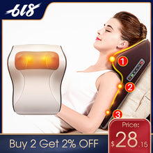 Load image into Gallery viewer, 3 in 1 Newest Massage Pillow with Car Home Duel Use Easy Carry Neck Back Shoulder Waist Body Massager Gift Relief Pain EU plugs
