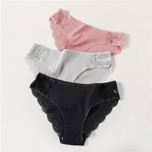 Load image into Gallery viewer, FINETOO Cotton Panty 3Pcs/lot Solid Women's Panties Comfort Underwear Skin-friendly Briefs Women Sexy Low-Rise Panty Intimates
