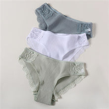 Load image into Gallery viewer, FINETOO Cotton Panty 3Pcs/lot Solid Women's Panties Comfort Underwear Skin-friendly Briefs Women Sexy Low-Rise Panty Intimates
