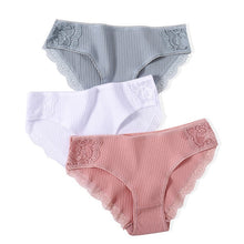 Load image into Gallery viewer, FINETOO Cotton Panty 3Pcs/lot Solid Women's Panties Comfort Underwear Skin-friendly Briefs Women Sexy Low-Rise Panty Intimates
