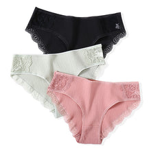 Load image into Gallery viewer, FINETOO Cotton Panty 3Pcs/lot Solid Women's Panties Comfort Underwear Skin-friendly Briefs Women Sexy Low-Rise Panty Intimates
