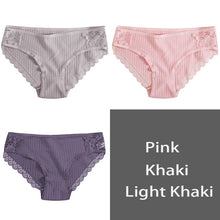 Load image into Gallery viewer, FINETOO Cotton Panty 3Pcs/lot Solid Women's Panties Comfort Underwear Skin-friendly Briefs Women Sexy Low-Rise Panty Intimates

