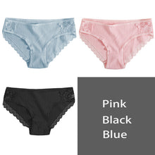 Load image into Gallery viewer, FINETOO Cotton Panty 3Pcs/lot Solid Women's Panties Comfort Underwear Skin-friendly Briefs Women Sexy Low-Rise Panty Intimates
