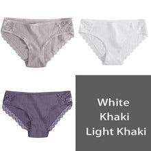 Load image into Gallery viewer, FINETOO Cotton Panty 3Pcs/lot Solid Women's Panties Comfort Underwear Skin-friendly Briefs Women Sexy Low-Rise Panty Intimates
