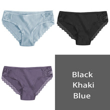 Load image into Gallery viewer, FINETOO Cotton Panty 3Pcs/lot Solid Women's Panties Comfort Underwear Skin-friendly Briefs Women Sexy Low-Rise Panty Intimates
