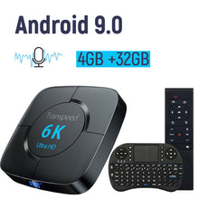Load image into Gallery viewer, transpeed Android 9.0 Bluetooth TV Box Google Voice Assistant  6K 3D Wifi 2.4G&amp;5.8G 4GB RAM 64G Play Store Very Fast BoxTop Box
