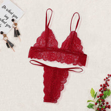 Load image into Gallery viewer, Sexy Lingerie Set Women Transparent  See Through Lace Bra Set Floral Red G-String Underwear Set Nightwear Bra And Panty Sets
