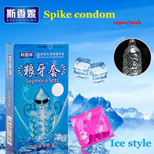 Load image into Gallery viewer, 12Pcs Ice style Delay Condom Spike Condoms For Men Funny G Spot Penis Sleeve Lubricated Penis Extender Adult Sex Products
